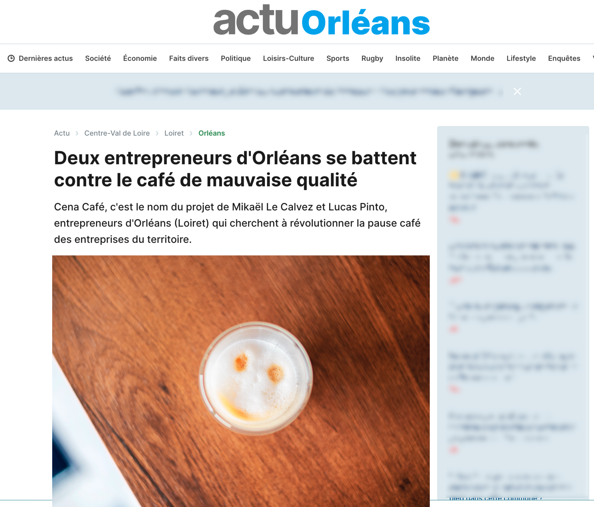 Article Actu.fr sur Cena Café